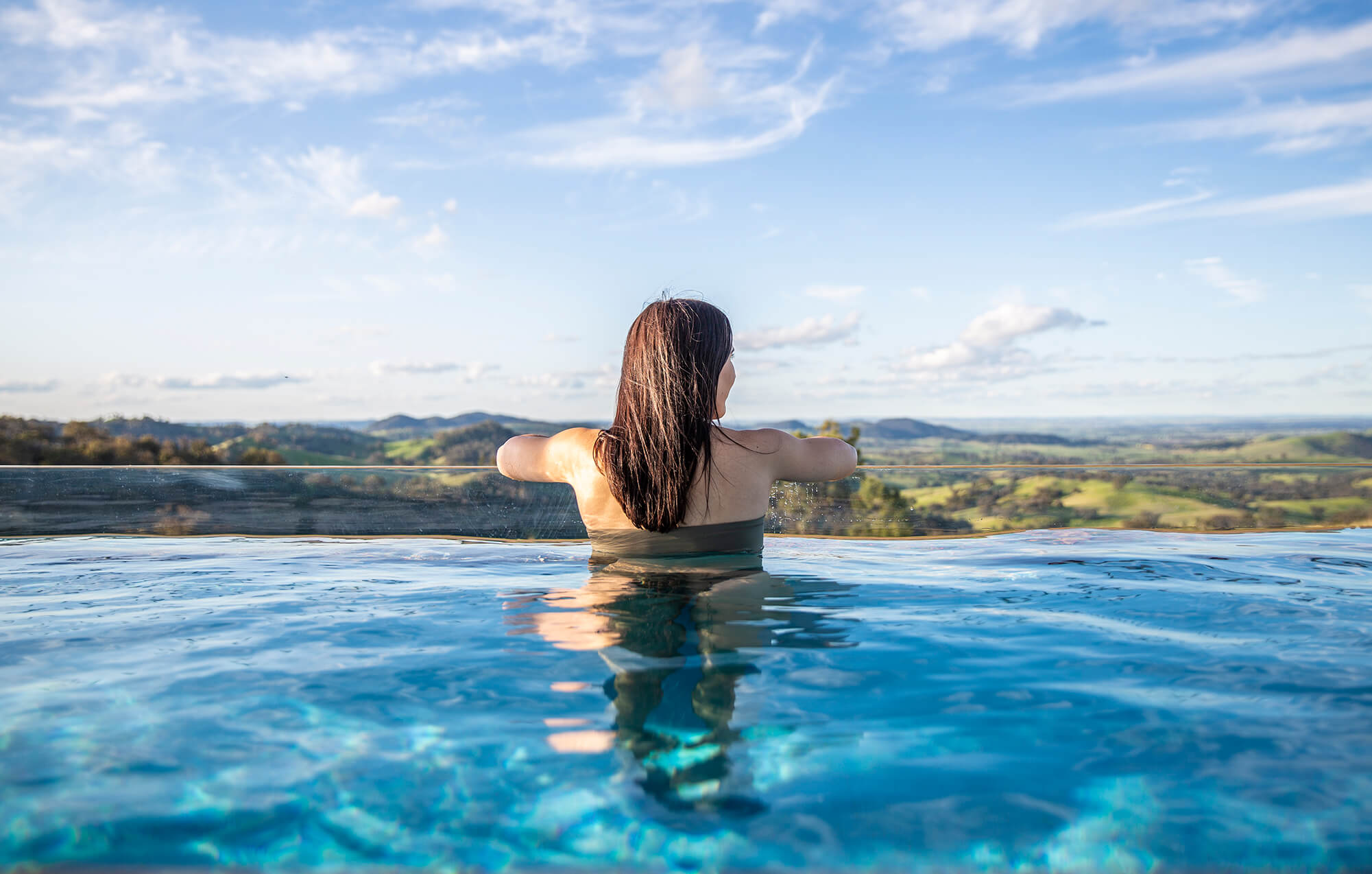 Seasonal pool at Sierra Escape luxury glamping
